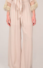 Γυναικεία παντελόνα μπεζ με λάστιχο We Coss