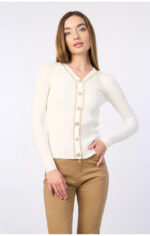λευκή ζακέτα γυναικεία πλεκτή μακρυμάνικη εφαρμοστή