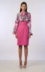 σατέν πουκάμισο φλοράλ γυναικείο με δέσιμο στο λαιμό