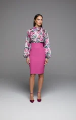 σατέν πουκάμισο φλοράλ γυναικείο με δέσιμο στο λαιμό