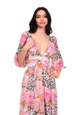 φόρεμα για βάπτιση γάμο μάξι αέρινο με μανίκι we coss