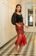 μαύρη μπλούζα επίσημη γυναικεία μακρυμάνικη σιφόν Κάιρα