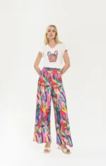 μπλούζα με στάμπα μπουλντόγκ κοντομάνικη γυναικεία λευκή