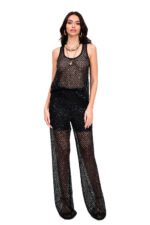 διχτυωτή μπλούζα τιράντα με παγιέτες μαύρη