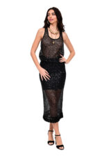 διχτυωτή μπλούζα τιράντα με παγιέτες μαύρη