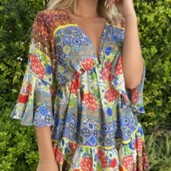 αντίκα σαρτορία φόρεμα μίνι εμπριμέ σε άλφα γραμμή