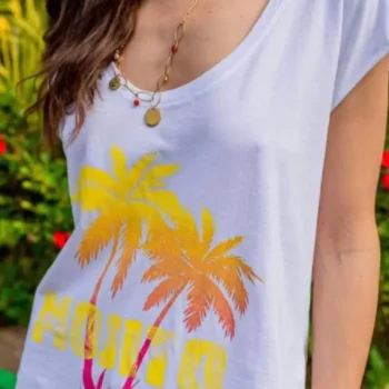 μπλούζα λευκή καλοκαιρινή με στάμπα φοίνικες