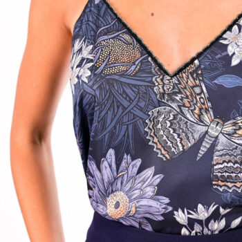 λιντζερί τοπ μπλε εμπριμέ we coss