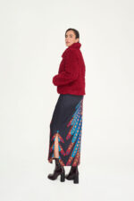 γούνινο μπουφάν γυναικείο μπουκλέ μπορντό μέχρι τη μέση