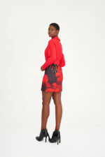 κόκκινο φόρεμα καθημερινό σεμιζιέ μίνι με ζώνη στη μέση