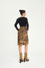 ριπ φόρεμα μαύρο με άνιμαλ φούστα και λάστιχο στη μέση