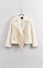 τζάκετ με κρόσια εκρού λούμινα