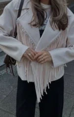 τζάκετ με κρόσια εκρού λούμινα