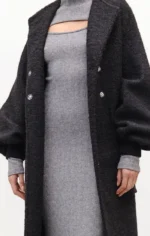 μαύρο παλτό με ζώνη μακρύ γυναικείο