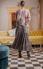 πουλόβερ γυναικείο φλοράλ με στρόγγυλη λαιμόκοψη