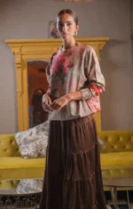 πουλόβερ όβερσάιζ ζεστό γυναικείο φλοράλ με στρας