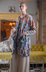 ζακέτα γυναικεία μακριά μπεζ φλοράλ απαλή στην υφή όβερσάιζ