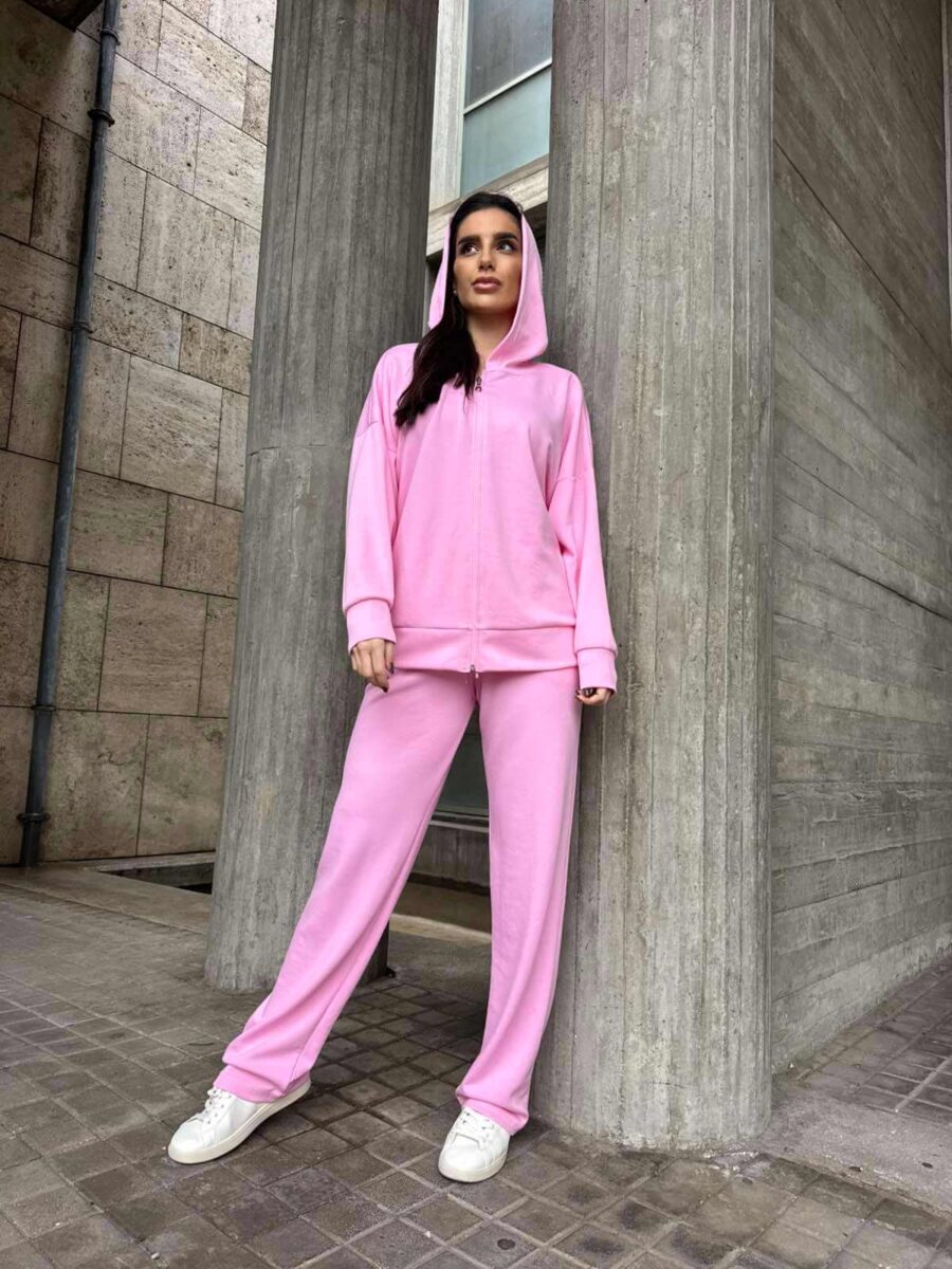 Σετ φόρμες ροζ γυναικείες με ζακέτα παντελόνι