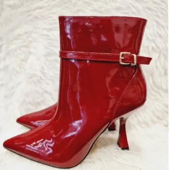 Μπορντό μποτάκι γυναικείο με τακούνι