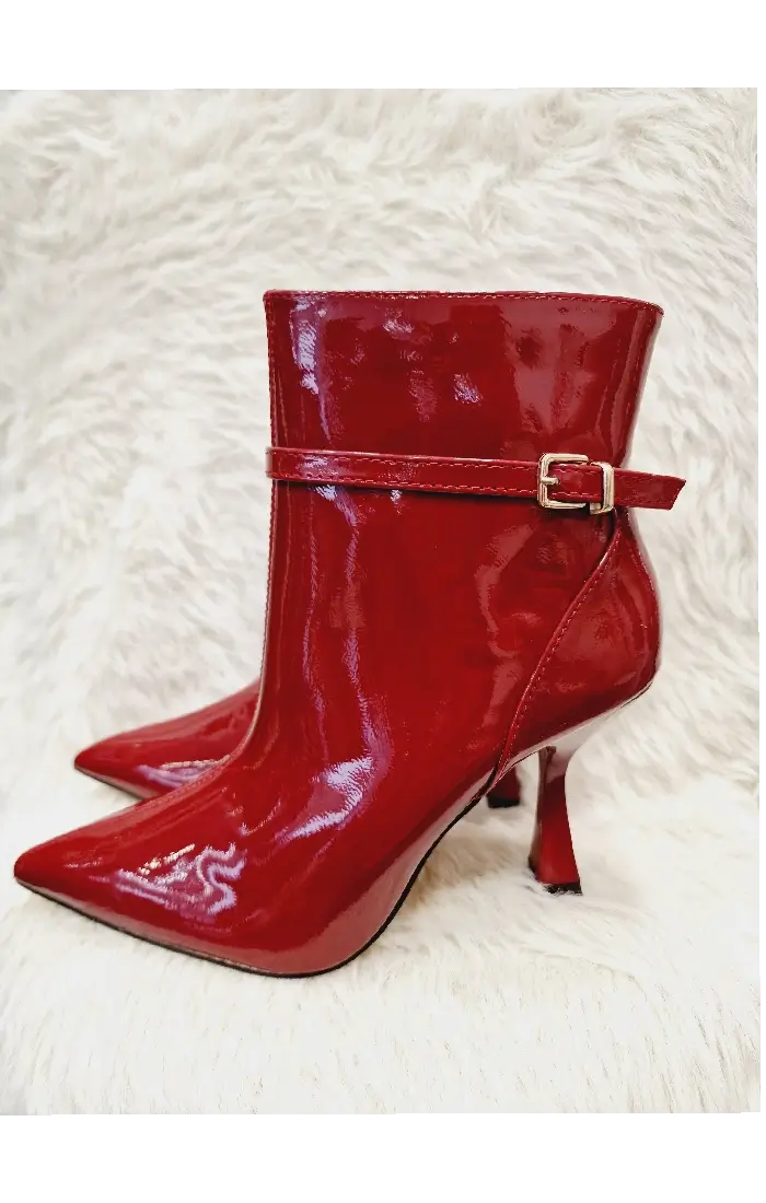 Μπορντό μποτάκι γυναικείο με τακούνι