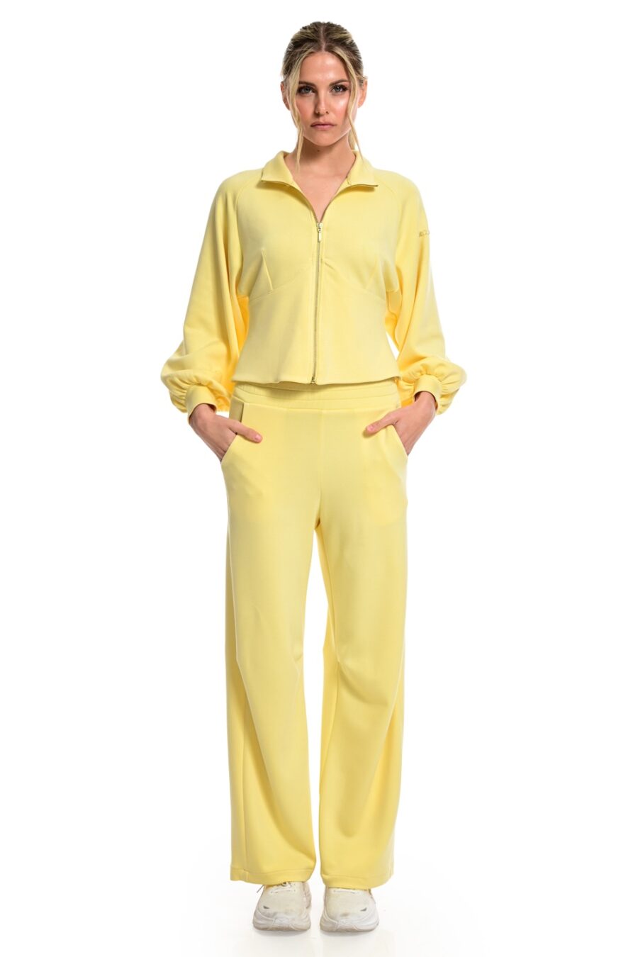 παντελόνι φόρμας κίτρινο με λάστιχο στη μέση we coss