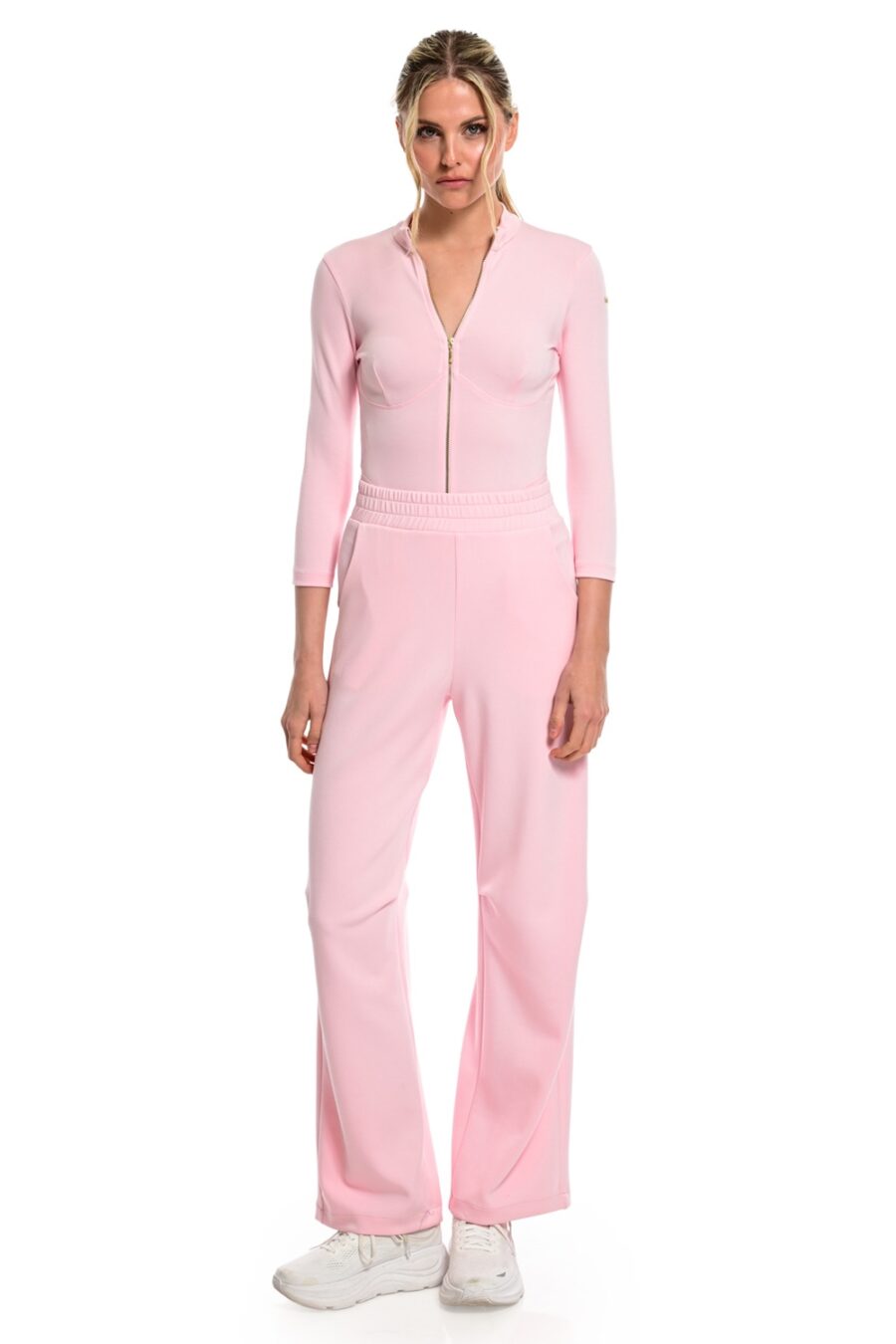 παντελόνι φόρμας ροζ με λάστιχο στη μέση we coss