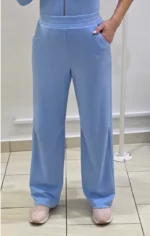 Παντελόνι φόρμας σιέλ με λάστιχο στη μέση we coss