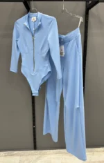 Παντελόνι φόρμας σιέλ με λάστιχο στη μέση we coss