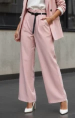 ριγέ κοστούμι γυναικείο ροζ σακάκι και παντελόνα