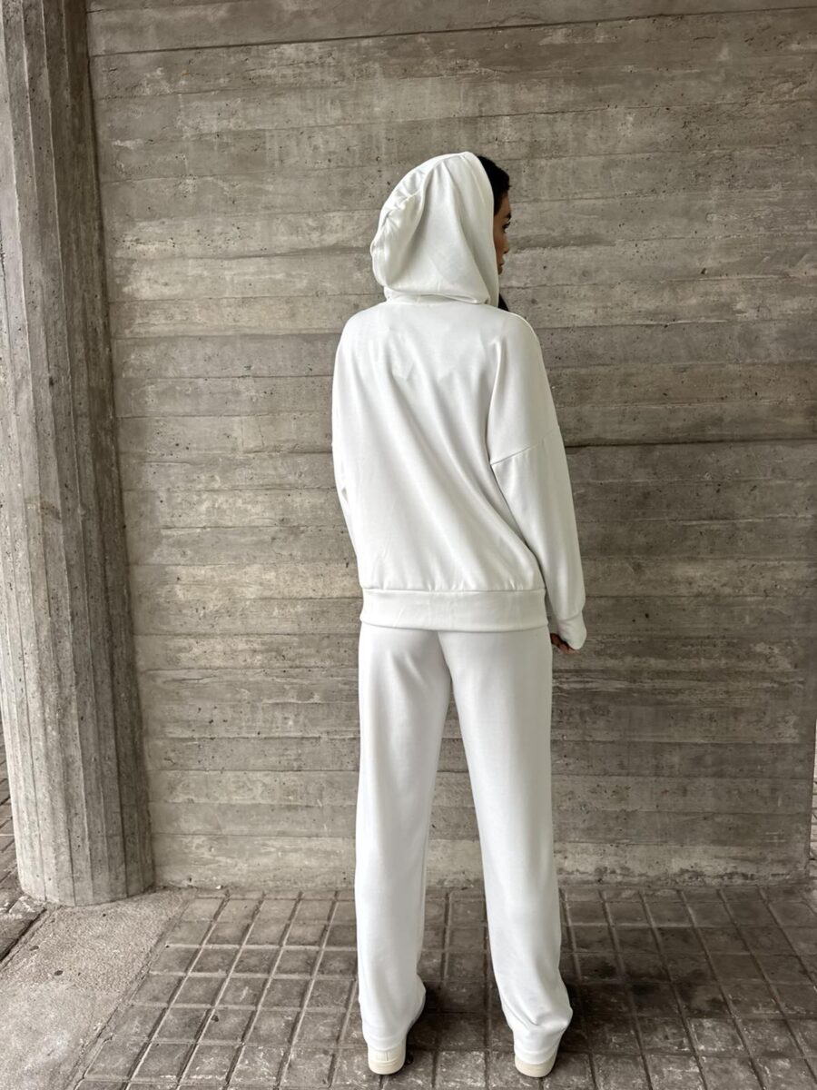 σετ φόρμες λευκές γυναικείες με ζακέτα και παντελόνι με λάστιχο