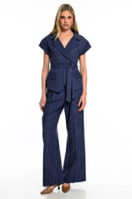 αμάνικο σακάκι γυναικείο ριγέ navy we coss