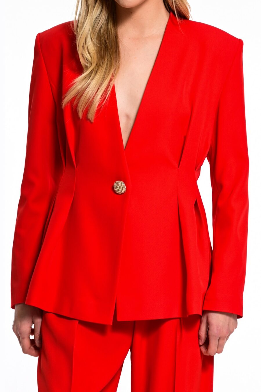 κόκκινο σακάκι γυναικείο μεσάτο we coss