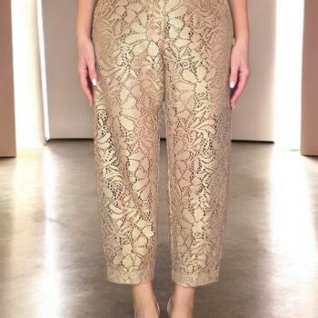 παντελόνι δαντέλα χρυσό γυναικείο we coss