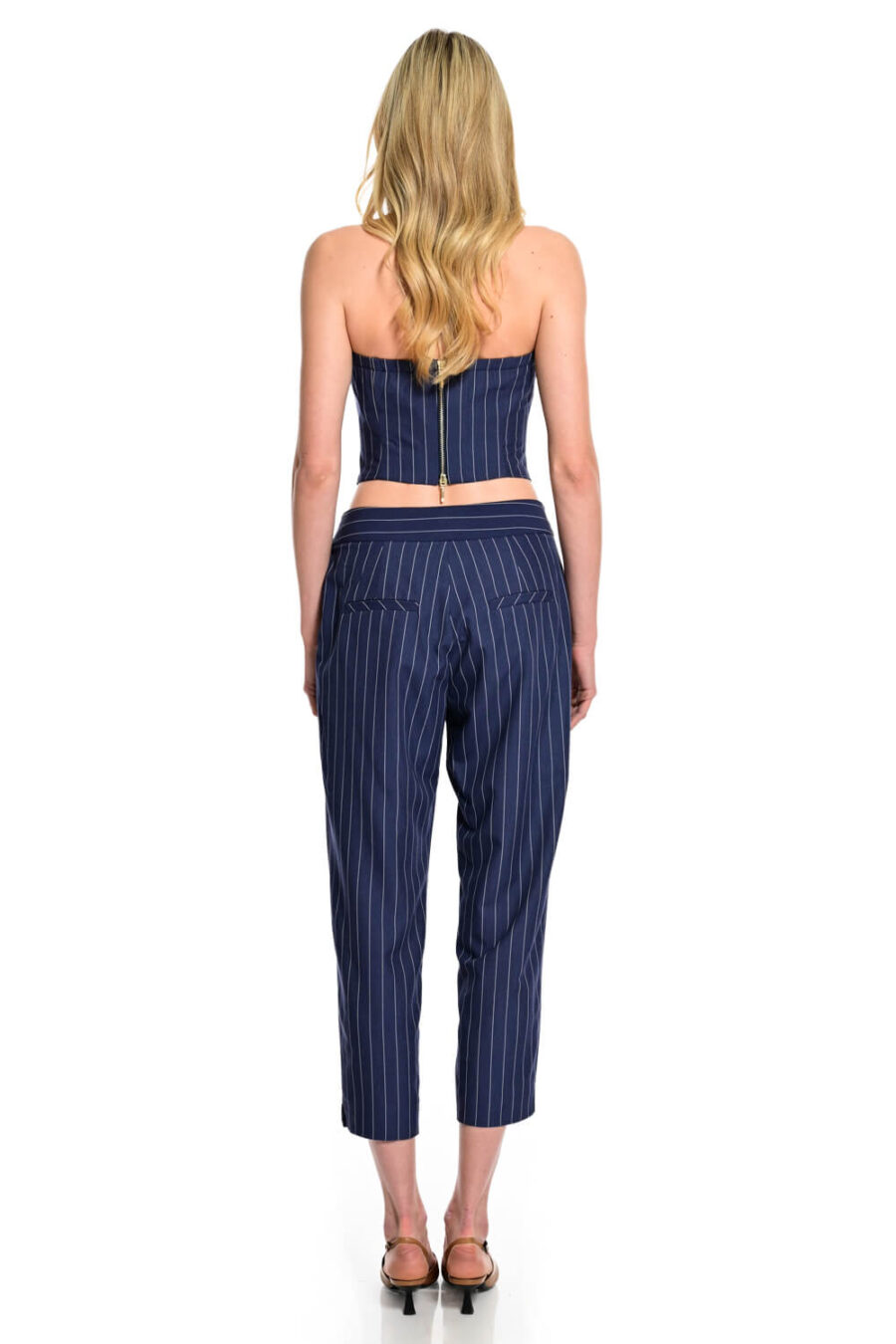 ριγέ παντελόνι γυναικείο μπλε σκούρο σίγκαρετ we coss