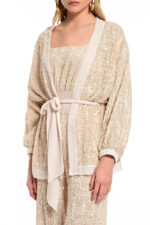 κιμονό για γάμο βάπτιση χρυσό με παγιέτες και ζώνη στη μέση