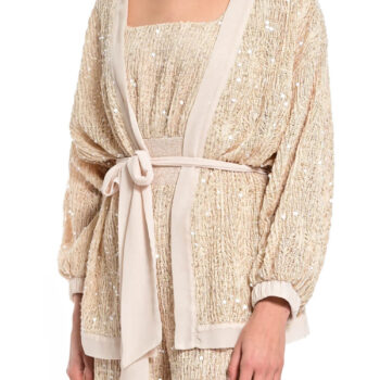 κιμονό για γάμο βάπτιση χρυσό με παγιέτες και ζώνη στη μέση