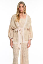 κιμονό για γάμο βάπτιση χρυσό με παγιέτες και ζώνη στη μέση