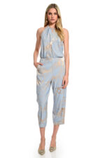 ολόσωμη φόρμα βραδινή we coss γαλάζια με άλτερ λαιμόκοψη