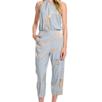 ολόσωμη φόρμα βραδινή we coss γαλάζια με άλτερ λαιμόκοψη