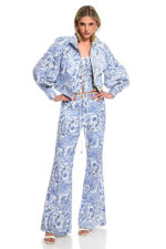 πέισλι πριντ ψηλόμεσο γυναικείο παντελόνι καμπάνα we coss