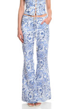 πέισλι πριντ ψηλόμεσο γυναικείο παντελόνι καμπάνα we coss