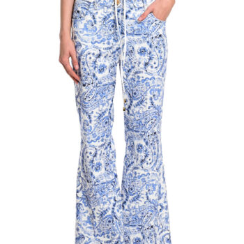 πέισλι πριντ ψηλόμεσο γυναικείο παντελόνι καμπάνα we coss