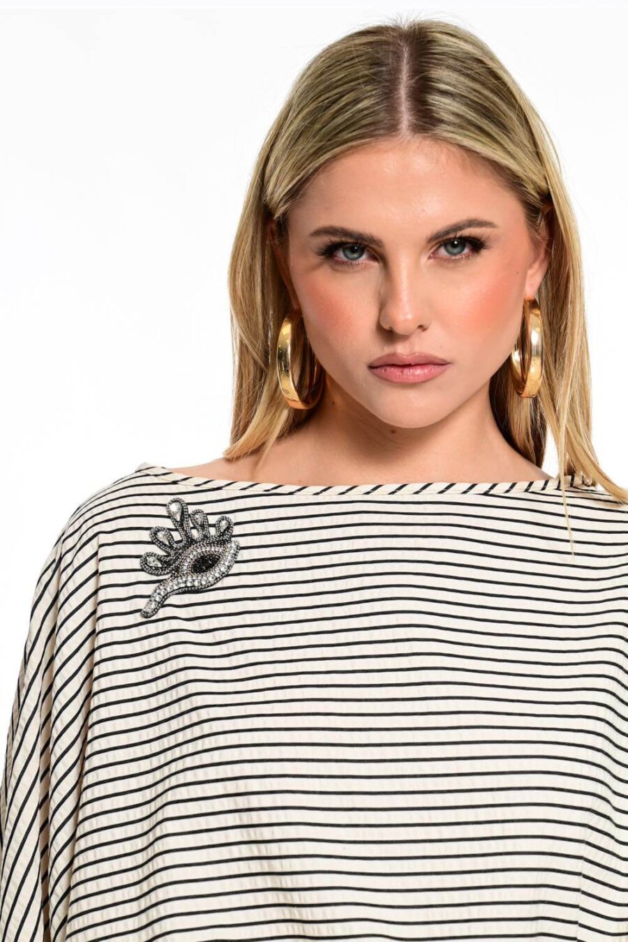 ριγέ μπλούζα γυναικεία σε άνετη γραμμή we coss